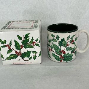 1991 Flowers Inc. Balloons - Holly Mug by Jame Bowen Design - EUC- Glossy Finish